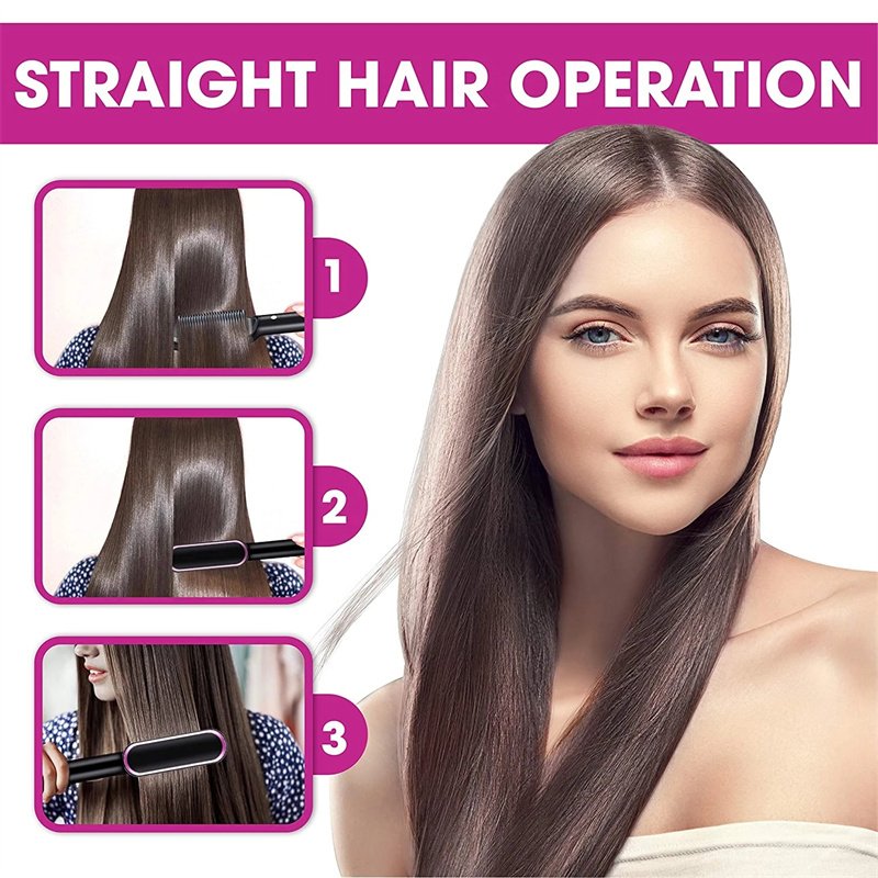 New 2 In 1 Hair Straightener Hot Comb Negative Ion Curling Tong Dual-purpose Electric Hair Brush - Image 7